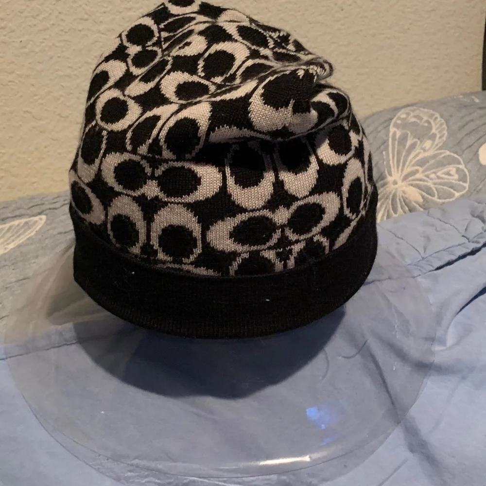 Coach Black and White Knit Beanie - Picture 5 of 6